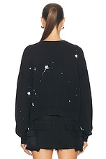 R13 Cropped R13 Crewneck Sweatshirt in Acid Black & Paint Splatter, view 4, click to view large image.