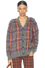 R13 Mohair Boyfriend Cardigan in Brown, Orange, & Purple, view 1, click to view large image.