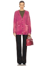 R13 Oversized Cardigan in Raspberry Print, view 4, click to view large image.