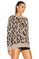 R13 Leopard Cashmere Crewneck Sweater in Leopard, view 2, click to view large image.