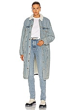 R13 Lyle Trucker Coat in Slate Blue FWRD