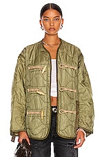 R13 Refurbished Toggled Liner Jacket in Olive, view 1, click to view large image.