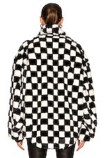 R13 Oversized Zip Up Fleece Jacket in Black & White Checker, view 4, click to view large image.