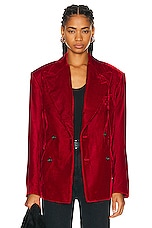 R13 Peak Lapel Ragged Blazer in Red, view 1, click to view large image.