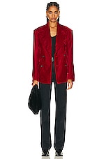 R13 Peak Lapel Ragged Blazer in Red, view 4, click to view large image.