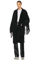 R13 Fringe Leather Coat in Black Suede, view 1, click to view large image.