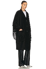 R13 Fringe Leather Coat in Black Suede, view 3, click to view large image.