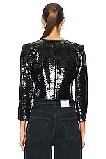 R13 Square Shoulder Sequin Jacket in Black Sequin, view 3, click to view large image.