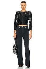R13 Square Shoulder Sequin Jacket in Black Sequin, view 4, click to view large image.