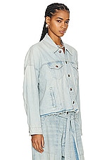 R13 Oversized Cut Off Trucker Jacket in Lennon Blue, view 2, click to view large image.