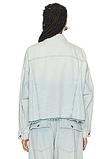 R13 Oversized Cut Off Trucker Jacket in Lennon Blue, view 3, click to view large image.