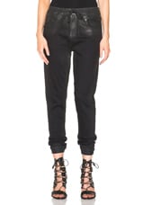 R13 Boy Skinny Jogger Pants in Waxed Black FWRD