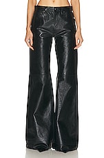 R13 Janet Relaxed Flair Leather Pant in Shiny Black, view 1, click to view large image.