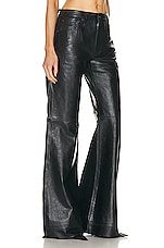 R13 Janet Relaxed Flair Leather Pant in Shiny Black, view 2, click to view large image.