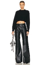 R13 Janet Relaxed Flair Leather Pant in Shiny Black, view 4, click to view large image.