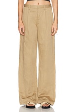 R13 Wide Leg Trouser in Khaki, view 1, click to view large image.