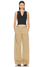 R13 Wide Leg Trouser in Khaki, view 4, click to view large image.