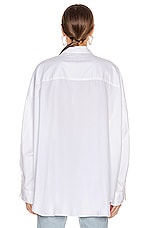 R13 Drop Neck Oxford Shirt in White, view 3, click to view large image.