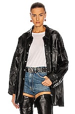 R13 Leather Oversized Cowboy Shirt in Thin Black, view 1, click to view large image.