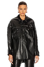 R13 Leather Oversized Cowboy Shirt in Thin Black, view 2, click to view large image.