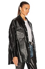 R13 Leather Oversized Cowboy Shirt in Thin Black, view 3, click to view large image.