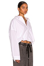 R13 Gathered Hem Shirt in White, view 2, click to view large image.