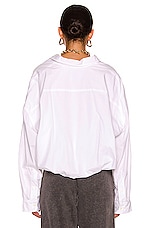 R13 Gathered Hem Shirt in White, view 3, click to view large image.