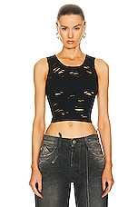 R13 Distressed Tank Top in Black, view 1, click to view large image.