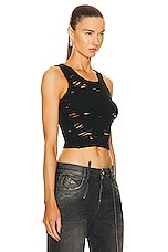 R13 Distressed Tank Top in Black, view 2, click to view large image.