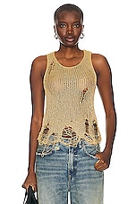 R13 Destroyed Tank Top in Bright Gold, view 1, click to view large image.
