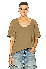 R13 Scoop Neck Relaxed Tee in Light Olive, view 1, click to view large image.