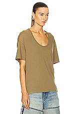 R13 Scoop Neck Relaxed Tee in Light Olive, view 2, click to view large image.