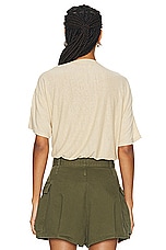 R13 Gathered Hem V Neck Tee in Khaki, view 3, click to view large image.