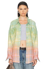 R13 Drop Neck Workshirt in Pastel Plaid, view 1, click to view large image.