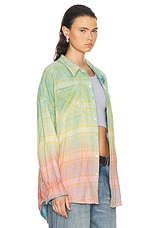 R13 Drop Neck Workshirt in Pastel Plaid, view 2, click to view large image.