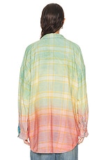 R13 Drop Neck Workshirt in Pastel Plaid, view 3, click to view large image.