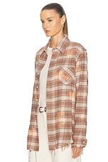 R13 Shredded Seam Shirt in Bleached Orange Plaid, view 3, click to view large image.