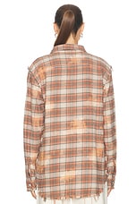 R13 Shredded Seam Shirt in Bleached Orange Plaid, view 4, click to view large image.