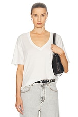 R13 V-Neck Boxy Seamless Tee in Cashmere White, view 1, click to view large image.