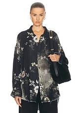 R13 Shredded Seam Drop Neck Shirt in Black Bleached Floral, view 1, click to view large image.