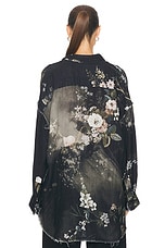 R13 Shredded Seam Drop Neck Shirt in Black Bleached Floral, view 3, click to view large image.