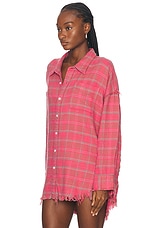 R13 Shredded Seam Drop Neck Shirt in Raspberry Overdyed, view 3, click to view large image.