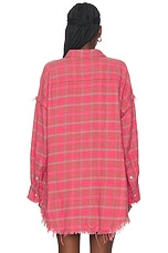 R13 Shredded Seam Drop Neck Shirt in Raspberry Overdyed, view 4, click to view large image.