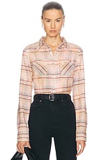 R13 Shrunken Workshirt in Pink Overdyed Plaid, view 1, click to view large image.