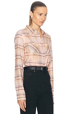 R13 Shrunken Workshirt in Pink Overdyed Plaid, view 2, click to view large image.