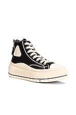 R13 High Top Sneaker in Black Canvas, view 2, click to view large image.