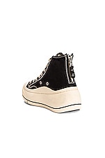 R13 High Top Sneaker in Black Canvas, view 3, click to view large image.