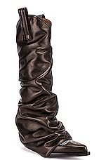 R13 Mid Cowboy Boot with Sleeve in Black Leather, view 2, click to view large image.