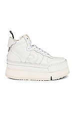 R13 High Top Platform Sneaker in White Leather, view 1, click to view large image.