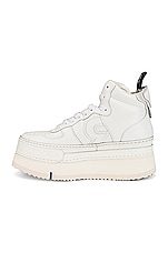 R13 High Top Platform Sneaker in White Leather, view 5, click to view large image.